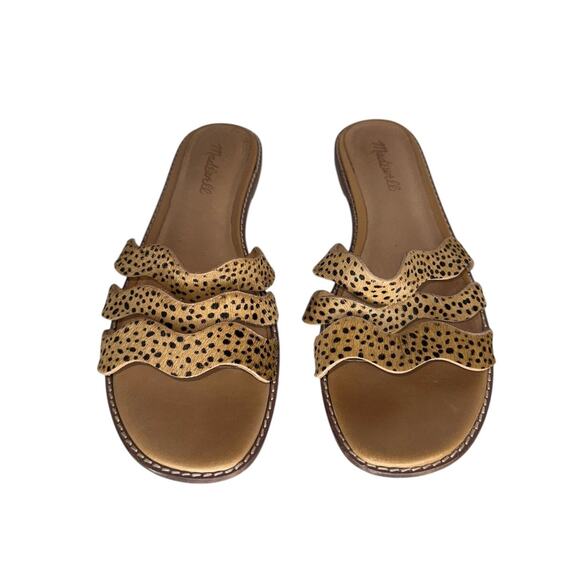 Madewell Cheetah Leather Calf Hair Triple Straps Strappy Sandals Size 8.5 - Picture 5 of 10